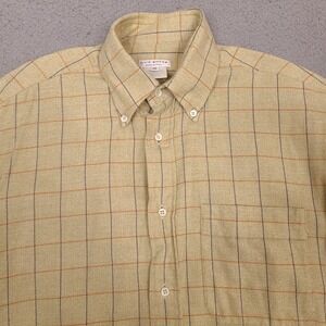 Guy‎ Rover Shirt Mens Medium Golden Brown Plaid MADE IN ITALY Cotton Button down